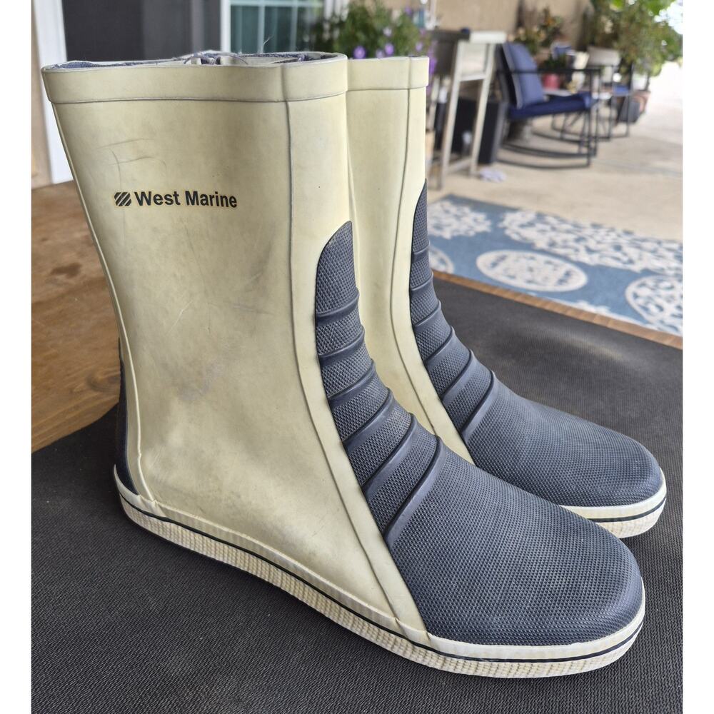 West Marine Sailing Boots Size 9 Ice Blue Deck Boot Anti Scuff Fishing Zipper